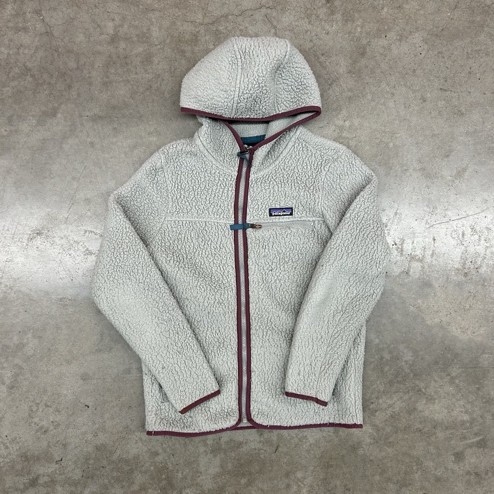 Patagonia Retro Pile‎ Fleece Hoodie Grey Full Zip Womens Small - Picture 2 of 11